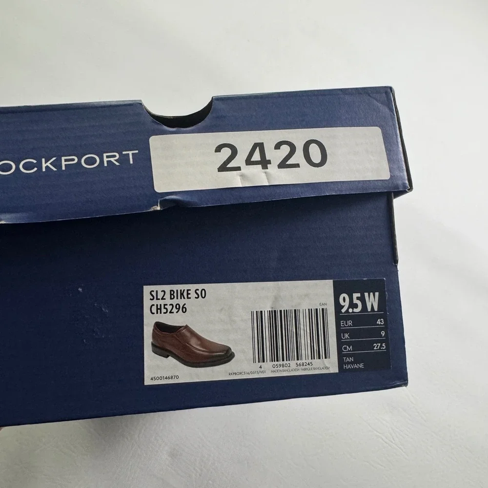 Rockport SL2 Bike SO Men Tan Havane Leather Slip On Loafer Shoes CH5296 9.5W